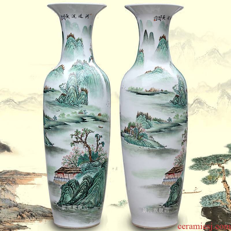 The sitting room of large vase hand - made landscape painting porcelain jingdezhen ceramics decoration large flower arranging porcelain furnishing articles