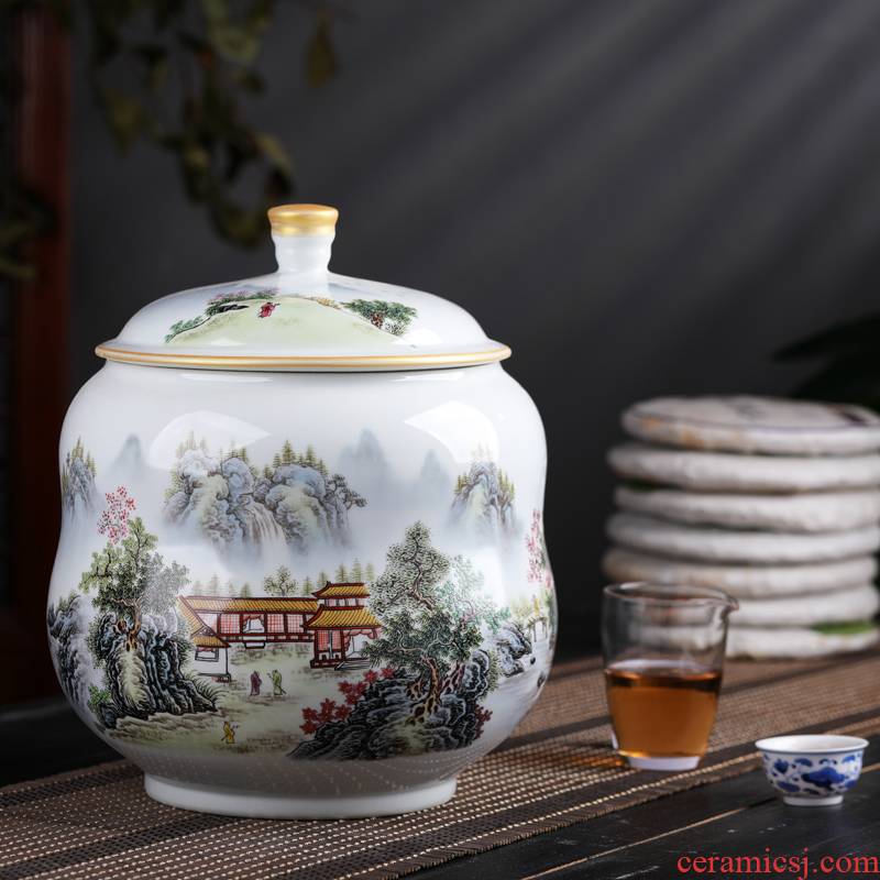 Jingdezhen ceramic tea caddy fixings cylinder storage tanks large bucket cake ceramic tea storage tank and POTS