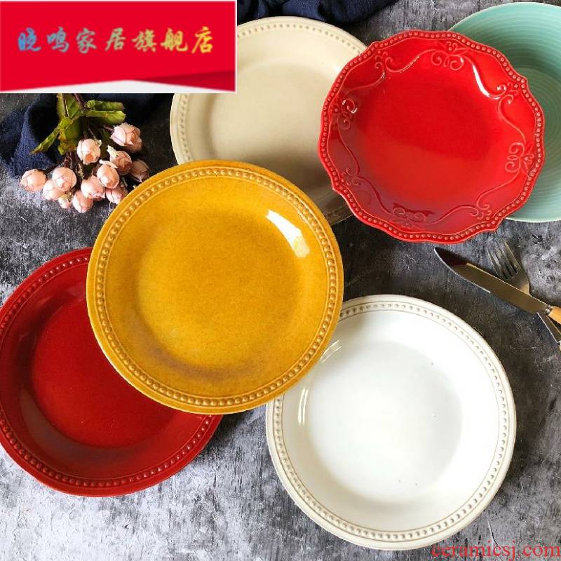 Ceramic tableware plate Nordic creative household 8 inch 10 inch shallow dish with a steak restaurant dish dish dish plates disc