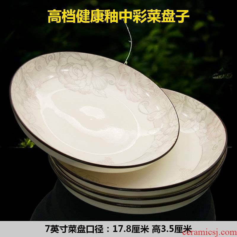 Dish Dish Dish home 10 circular plate ceramic disc set tableware FanPan jingdezhen microwave