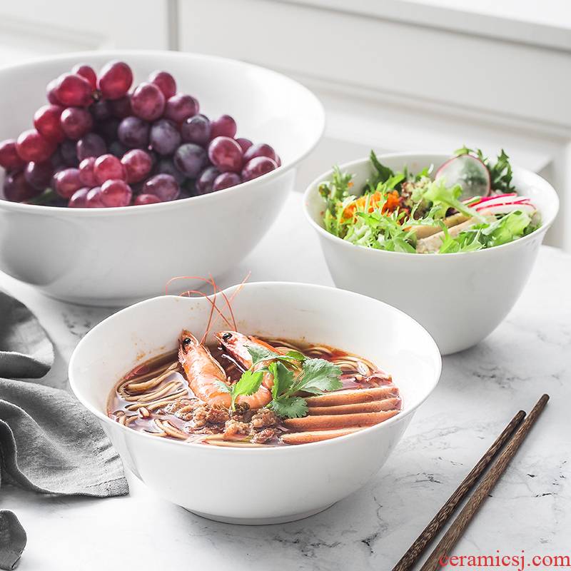 Brand preferential Japanese white ceramic tableware soup bowl rainbow such use creative mercifully rainbow such use rainbow such as to use the home to eat noodles bowl