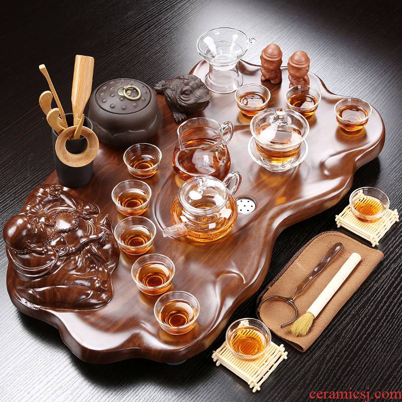True sheng rosewood tea tray was set a complete set of kung fu tea set ceramic tea pot - calving cups domestic Chinese teapot