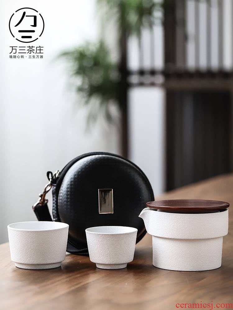 Crude travel ceramic tea set suit portable a pot of tea three thousand 2 cups of Japanese ceramic household kung fu tea set is suing