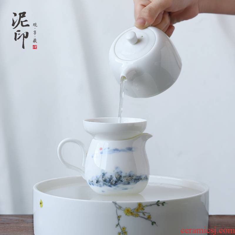 Mud printing ceramic fair keller hand - made) points of tea ware kung fu tea tea taking with zero tea sea fair cup of tea
