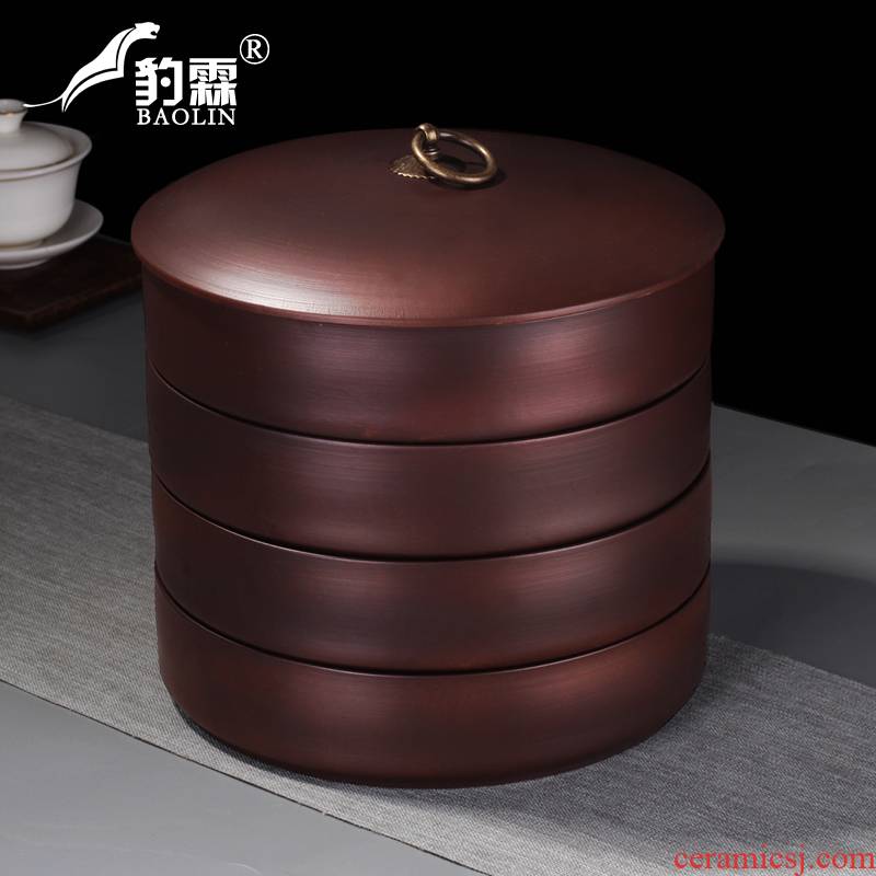Leopard lam, violet arenaceous caddy fixings to kung fu tea set home puer tea pot seal storage tanks tea accessories