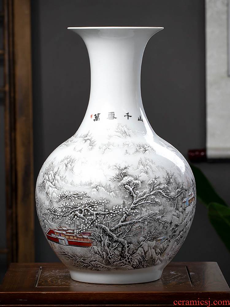 Jingdezhen ceramics vase snow large vases, flower arranging new sitting room of Chinese style household act the role ofing is tasted TV ark, furnishing articles