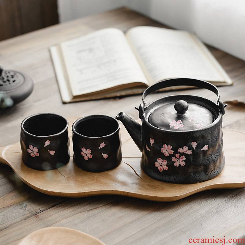 Tao soft Japanese tea set household creative hand - made under glaze color porcelain teapot teacup and wind afternoon small girder pot