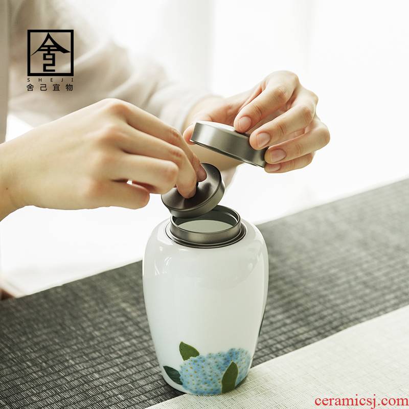 Tin lid ceramic POTS ceramic seal pot of tea caddy fixings storehouse storage POTS, black tea, green tea pot of tea storage tanks