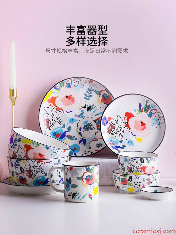 Modern housewives spend overflow hand - made ceramic dishes tableware household creative soup bowl mercifully rainbow such as bowl of fruit dessert bowl bowl