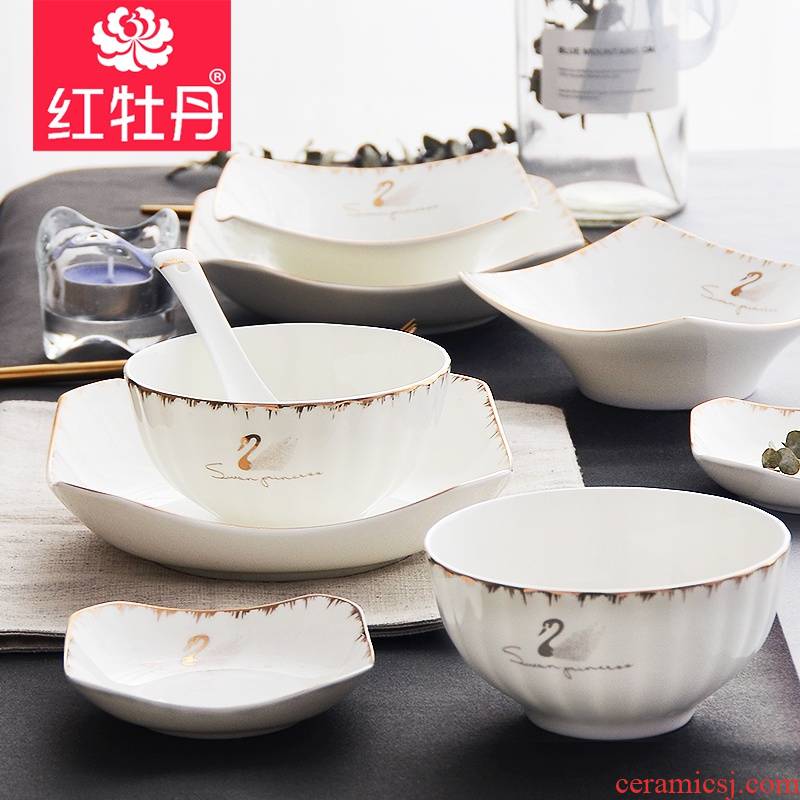 Beautiful swan special - shaped ipads porcelain tableware porcelain dish plate household fish dish ceramic double dumpling dish dish dish