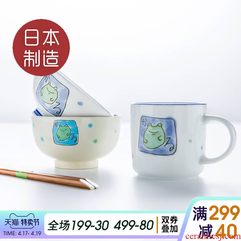 Household Japanese - style tableware suit Japanese imports of hand - made ceramic cup flavour dishes chopsticks chopsticks crossword puzzles