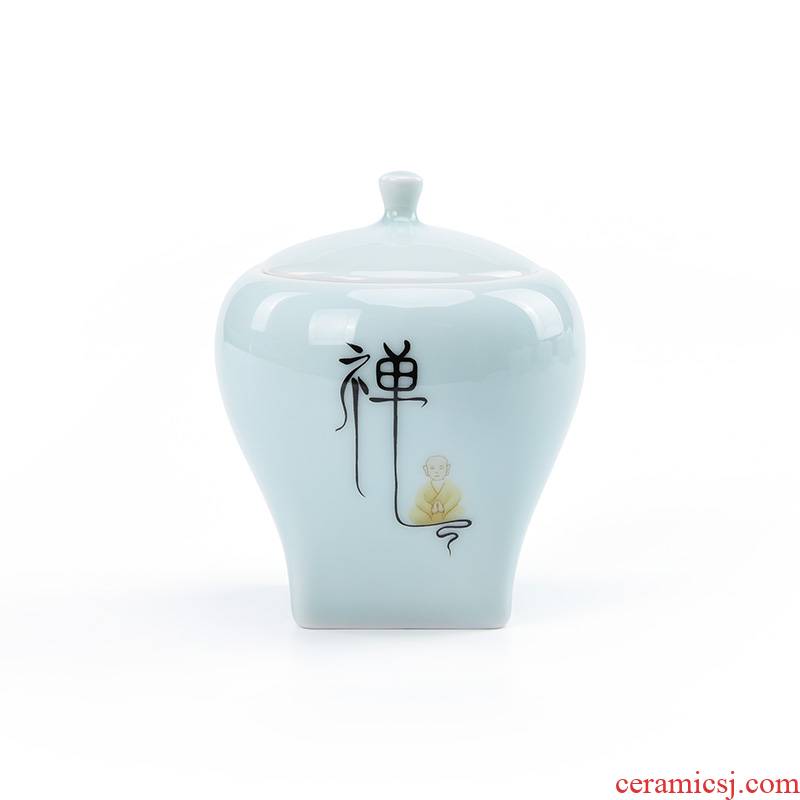 Jun ware celadon sealing ceramic jar of puer tea storage POTS household mini portable tea set small zen tea pot