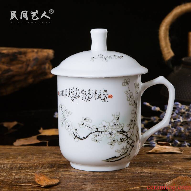 Jingdezhen ceramic cups with cover the custom blue and white ipads China cups cups water glass cup gift office meeting