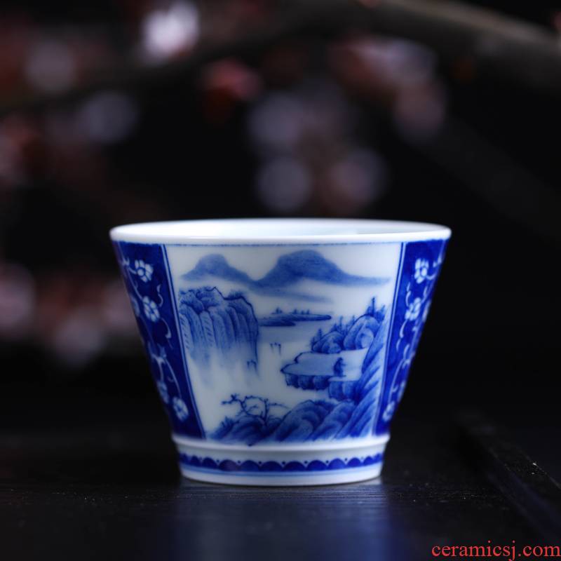 Offered home - cooked Jin Hongxia hand - made use of blue and white porcelain in jingdezhen porcelain craft ceramic tea cups pressure hand the cup