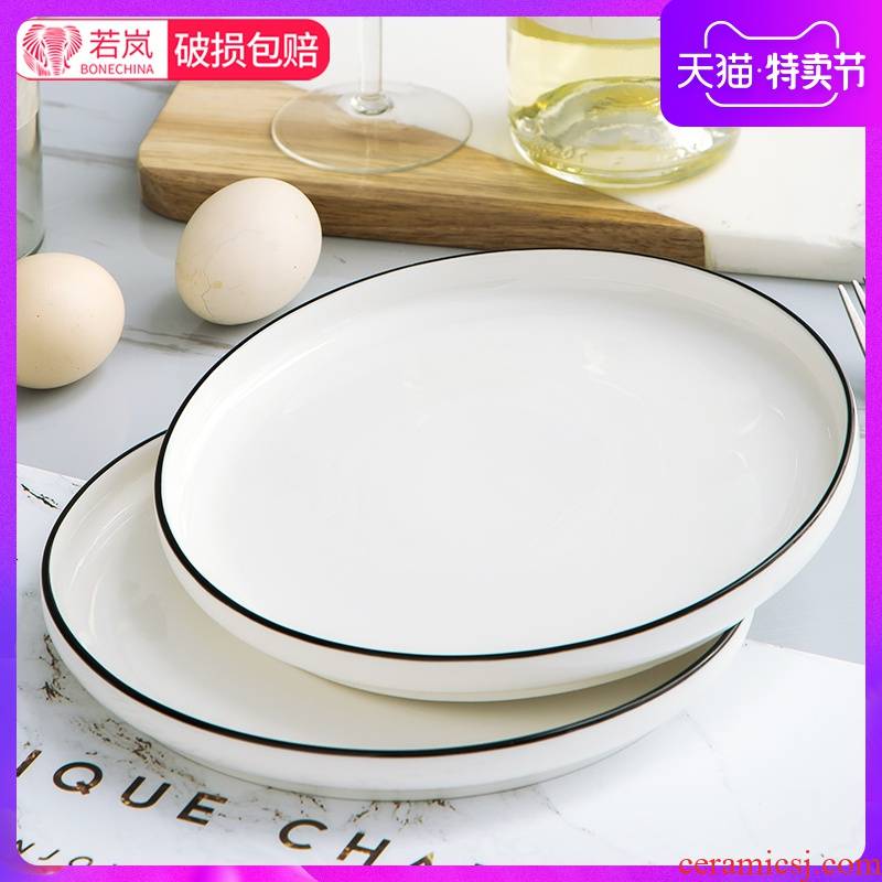More American tableware ceramic dish dish dish household suit western - style food dish soup plates, black side dishes creative move