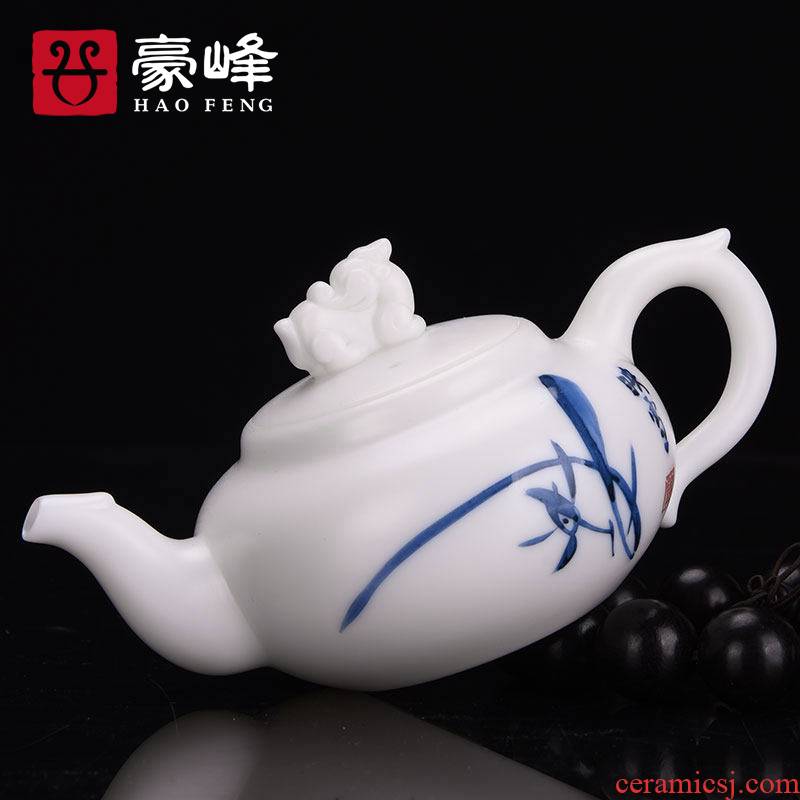 HaoFeng dehua white porcelain white porcelain jade teapot household China CiHu ceramic kung fu single pot of tea tea accessories