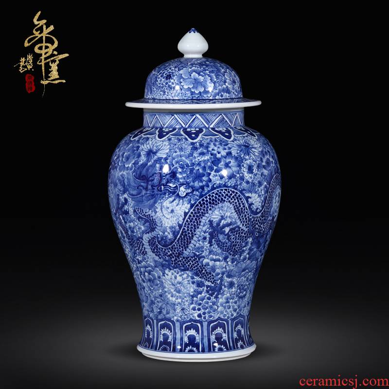 Emperor up hand - made vases heavy longfeng flower general ceramic pot sitting room adornment is placed jingdezhen Chinese style collection