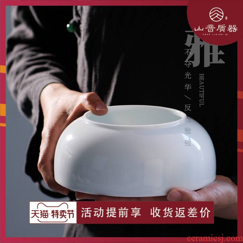 Jingdezhen XiCha high temperature ceramic water wash water side water jar slag bucket built large white porcelain tea set tea accessories