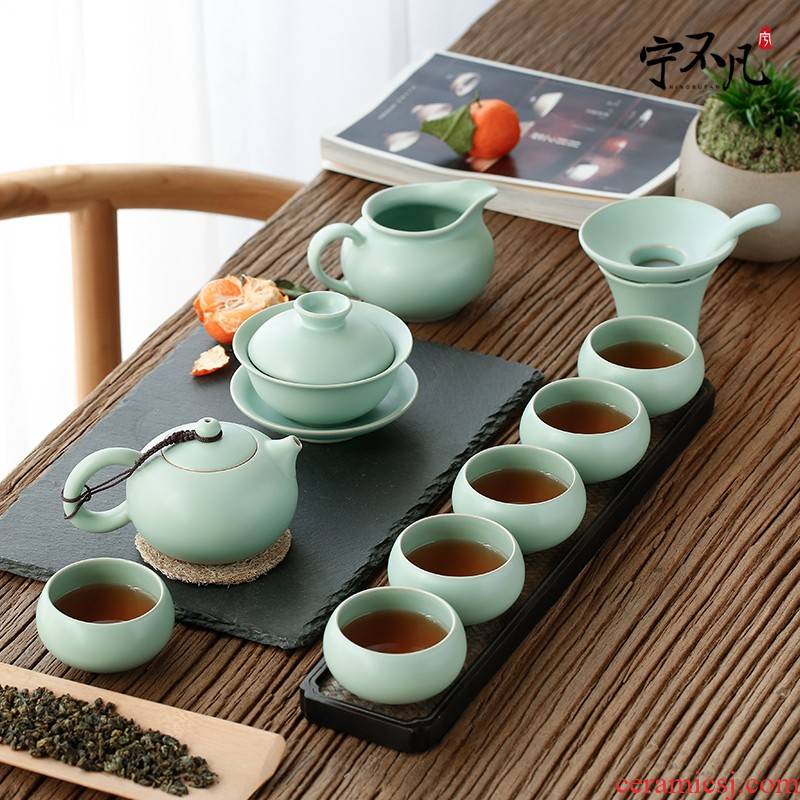 Rather uncommon your up tea set ice crack ceramic teapot GaiWanCha open filter can be 2 support a family kung fu tea set