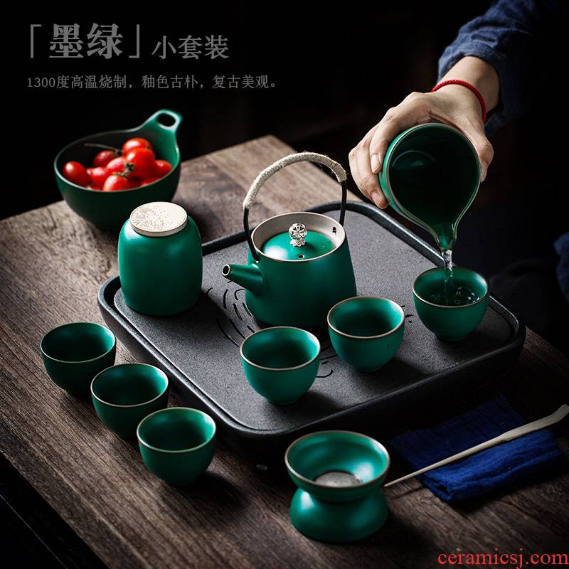ShangYan tea restoring ancient ways suit household kung fu tea set contracted ceramic tea tray teapot small set of tea cups