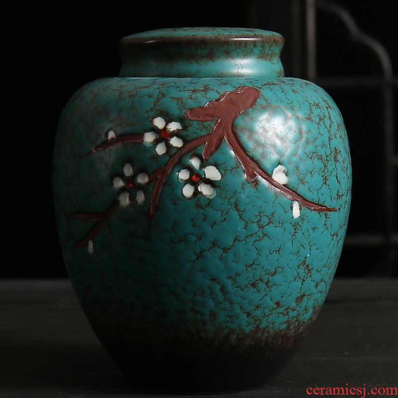 Small household ceramics caddy fixings large seal pot black tea storage tank hand - made coarse pottery jar custom restoring ancient ways