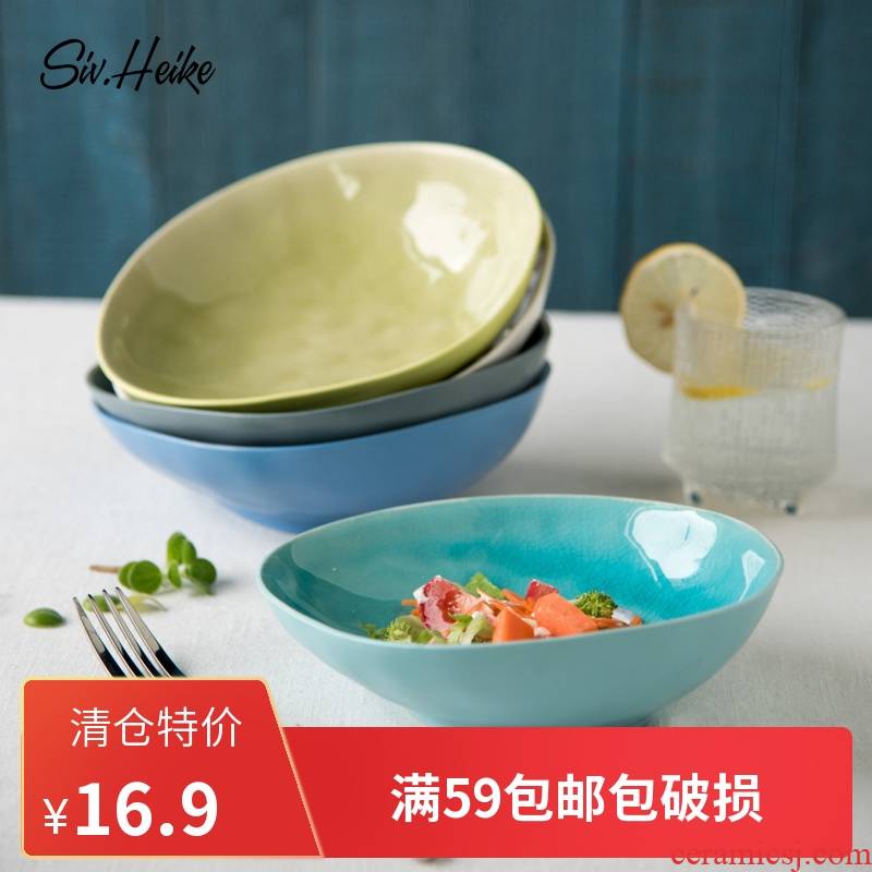 Japanese European - style originality contracted household large ice crack ceramic bowl of salad rainbow such as bowl dish bowl bowl bowl dishes