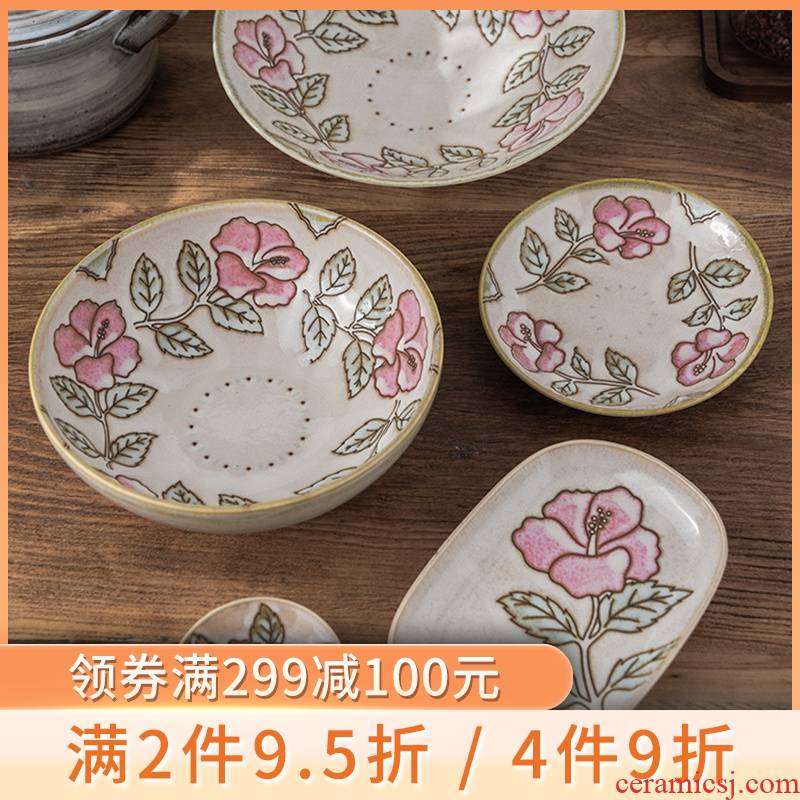 Meinung'm household the plants flower bowls plates ceramic tableware portfolio suits for sushi plate steamed bowl of soup bowl