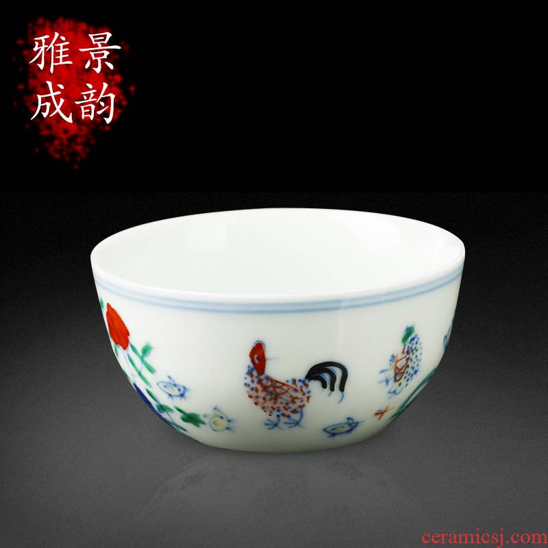 New Chinese style chicken cylinder cups porcelain jingdezhen ceramics home tea rich ancient frame handicraft ornament small place