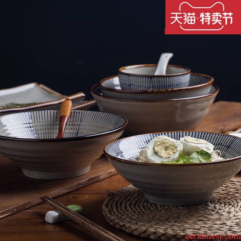 Japanese rice bowls blue rain suit tableware ceramics home eat rice bowl bowl dish dish bowl combination seat disc plate