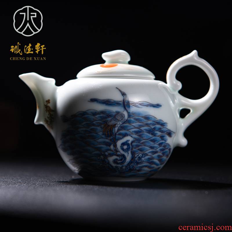 Jingdezhen kung fu tea set hand - made color craft teapot cheng DE hin # 52, fights the teapot yipin promotion