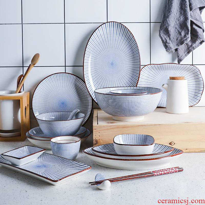 Tinyhome Japanese one thousand segments grass ceramic dishes taste rice bowl soup bowl rainbow such as bowl dish plate tableware tableware suit