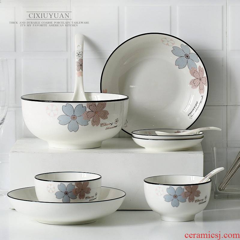 Japanese dishes suit household ceramics eat rice bowl dish disk bowl of soup bowl large bowl chopsticks plate combination