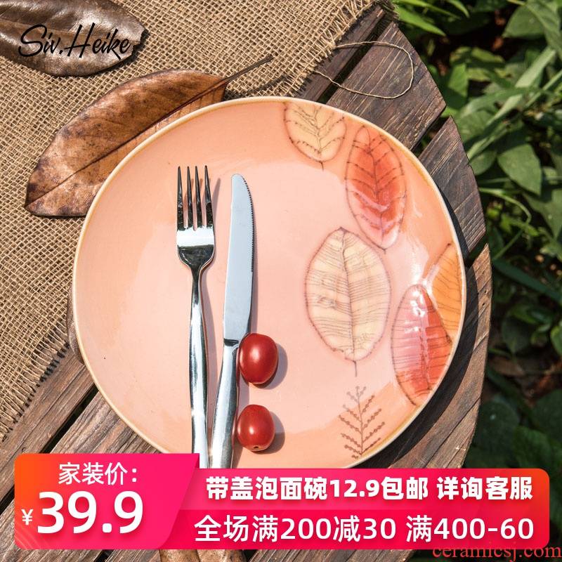 Ins hand - made Japanese European household ceramics steak western food dish plate disc flat plate plate