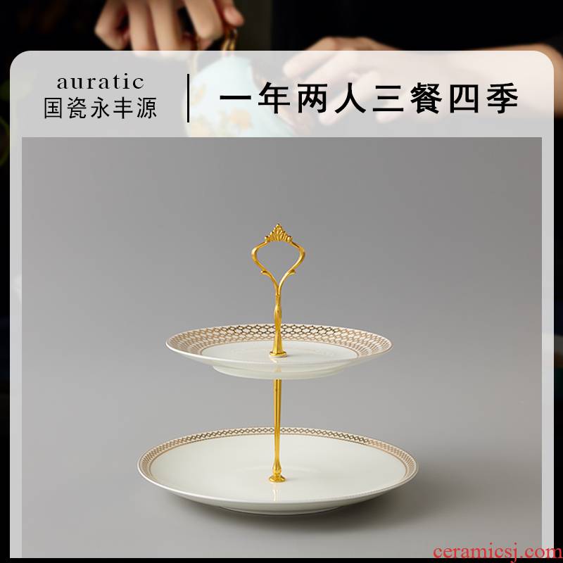 The porcelain yongfeng source double fruit cake home sitting room candy plate ceramic tray dried fruit snacks