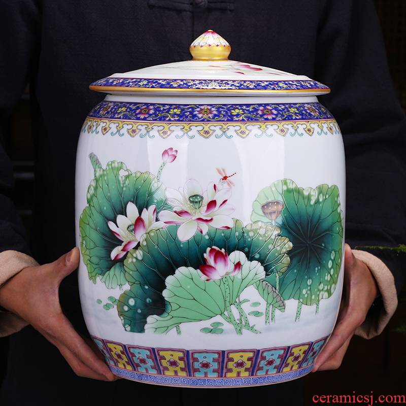 Large Chinese ceramic tea pot seal moisture Large 5 jins of creative move fashion storage tank pu - erh tea ten loaves of bread