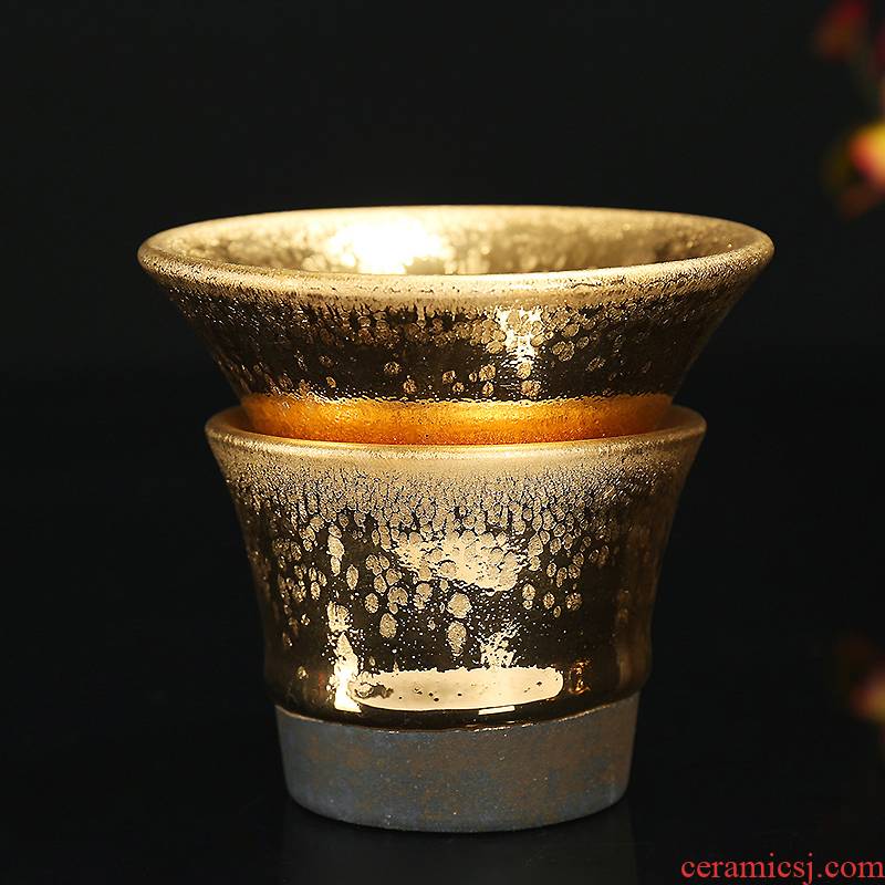 Creative building light oil droplets) filter kung fu tea tea tea set gold ceramic filter) frame parts