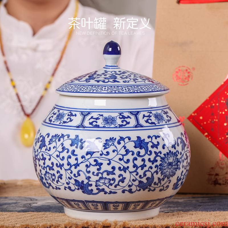 Jingdezhen porcelain retro caddy fixings ceramic seal moisture large household pu - erh tea storage and receives a kilo