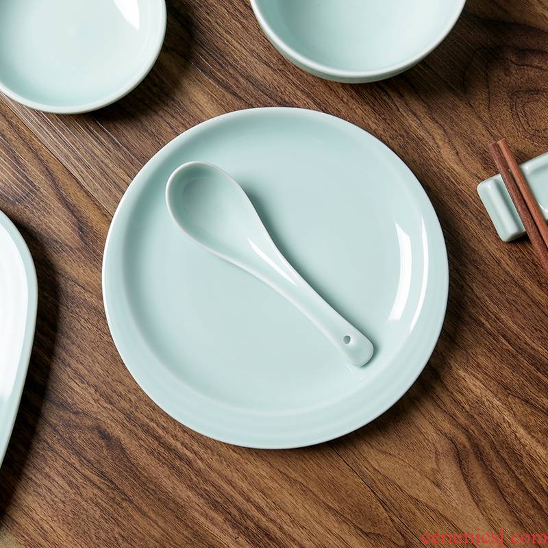 Longquan celadon dish creative new plate light round ceramic tableware contracted sushi plates of food dish