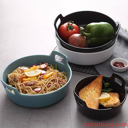 Large creative ears fruit salad bowl of Japanese household ceramic bowl rainbow such use boiled fish bowl of soup bowl