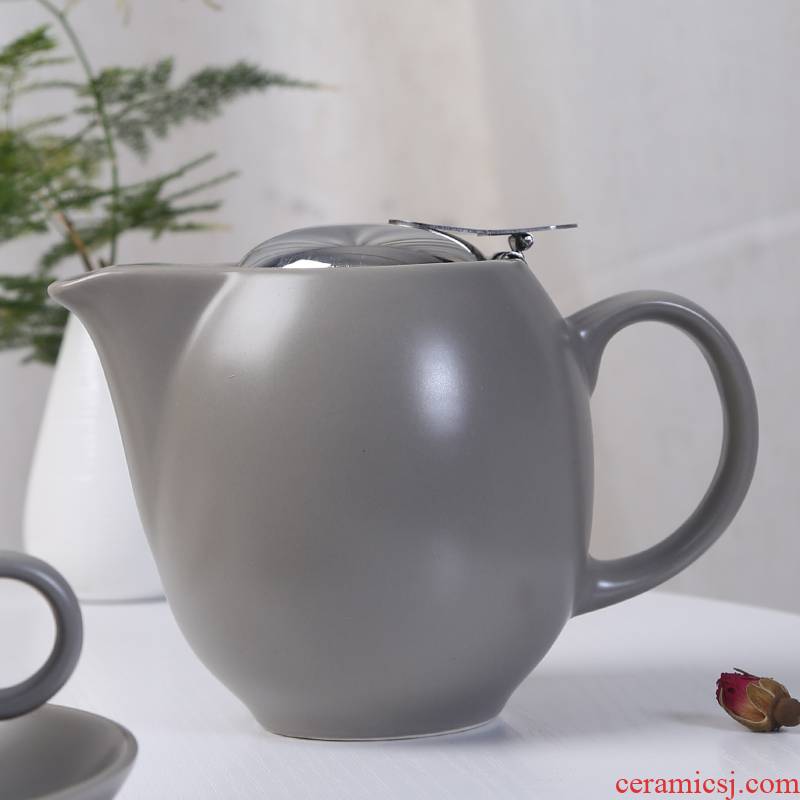 Matte enrolled ceramic teapot set home tea machine filter office coffee pot contracted pot of tea