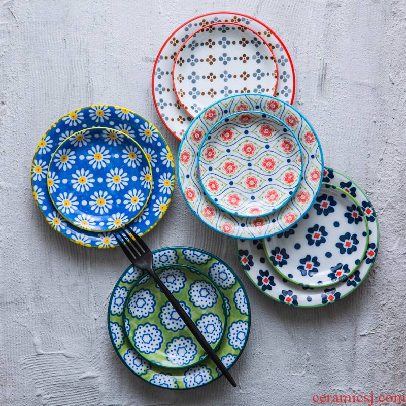 Bohemia ceramic plate household food imported from Japan disc plate beefsteak plate dessert all the plates