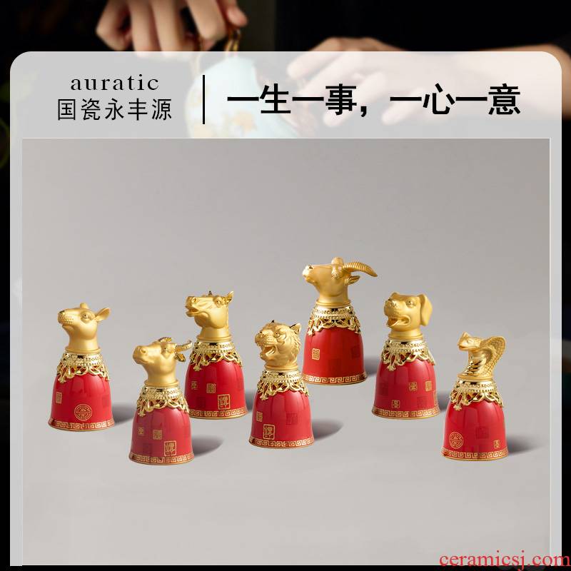 The porcelain yongfeng source every shot glass 12 Chinese zodiac animal bones episode porcelain ceramic wine liquor cup suits for