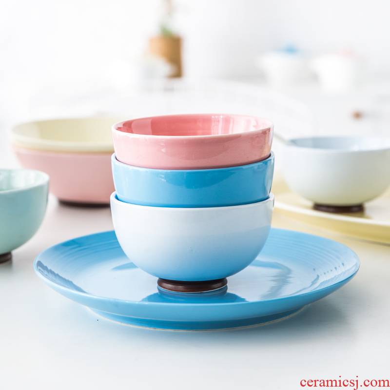 Nordic Japanese creative lovely household ceramics tableware color bowl of rice bowls rainbow such as bowl bowl dessert bowl of small bowl