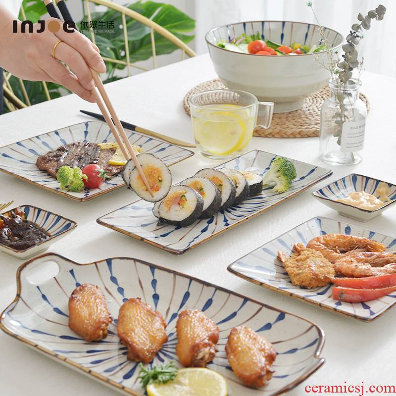 Japanese dishes move tableware suit ins plate household creative web celebrity eat fruit bowl single ceramic bowl