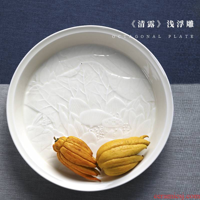 "The Qing Lou" large tea tray pallet dry plate bearing fruit bowl of tea pot for jingdezhen high temperature ceramic tea set