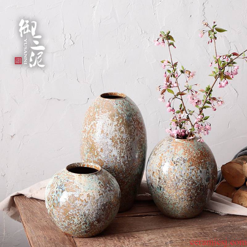 Jingdezhen ceramic dry flower vase hand made Japanese teahouse zen flower - pot manual TaoHua much flesh POTS