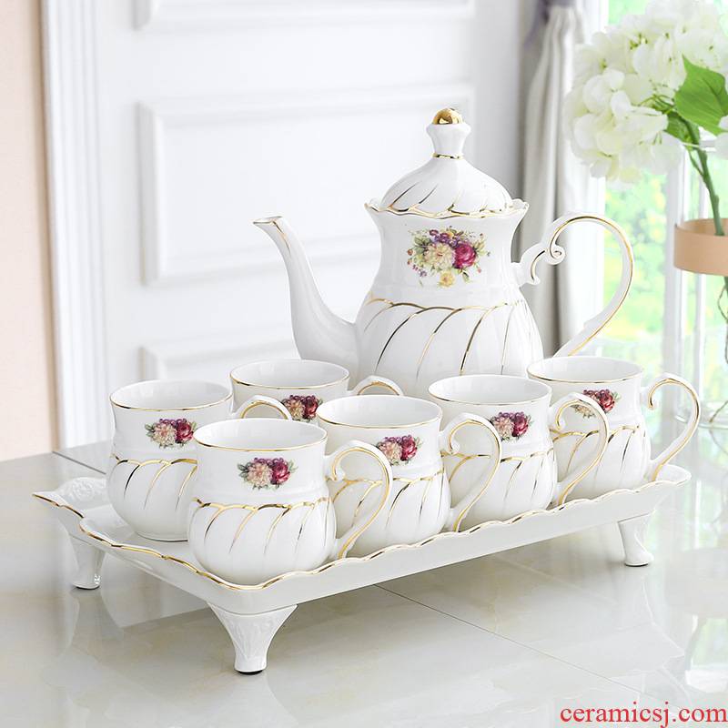 Leopard lam, European cup suit high - grade ceramic cup sitting room with family contracted household cup teapot tea cup set