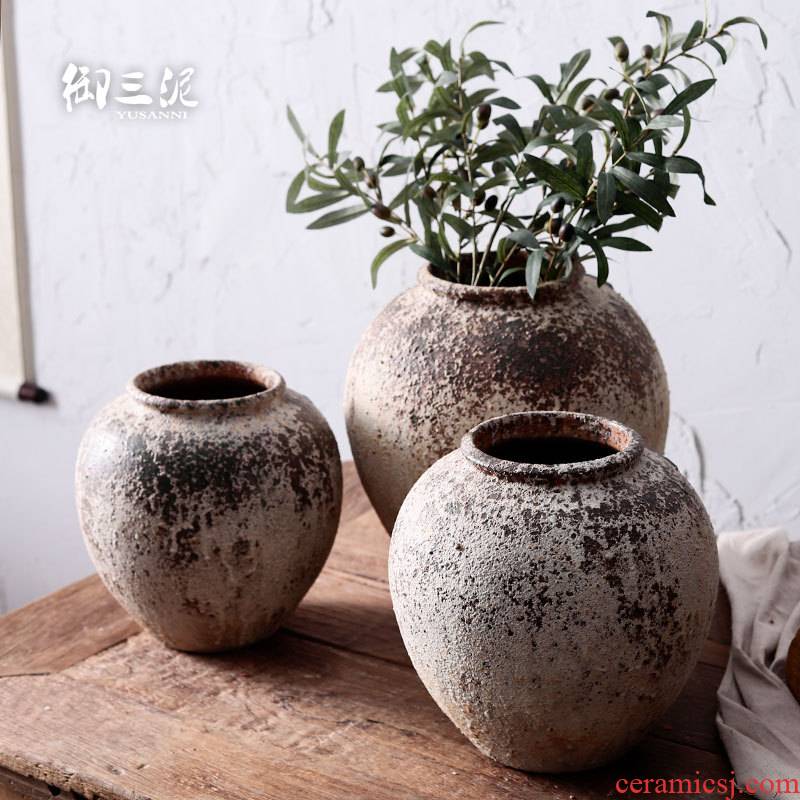 Gardening waterscape meaty plant pot porous permeability restoring ancient ways clay coarse pottery dried flower decoration vase furnishing articles