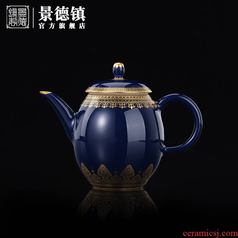 Jingdezhen flagship store hand - made paint ji blue JuQuan pot