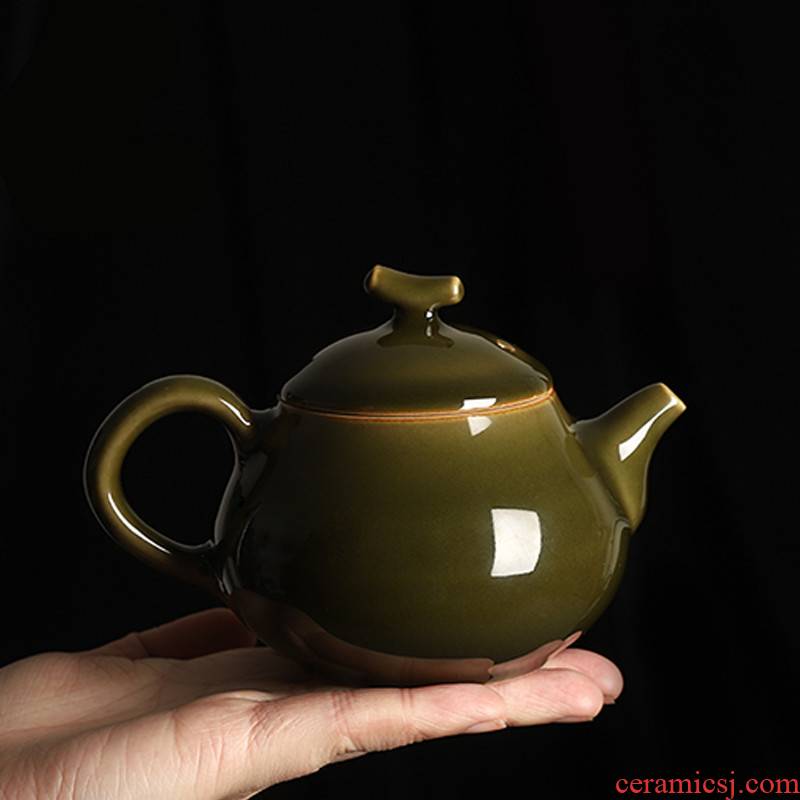 Get together scene scene celadon pot of tea ware Wang Wu hand brother up with old name plum green glaze high - end collection with the teapot